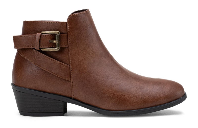 Vepose Women's Short Ankle Boots, Low Heel Western Cowboy Booties, 911 - Cognac, Red Brown, Size 7 US - with Buckle Side Zipper (CJY911 Cognac 07) - Image 1